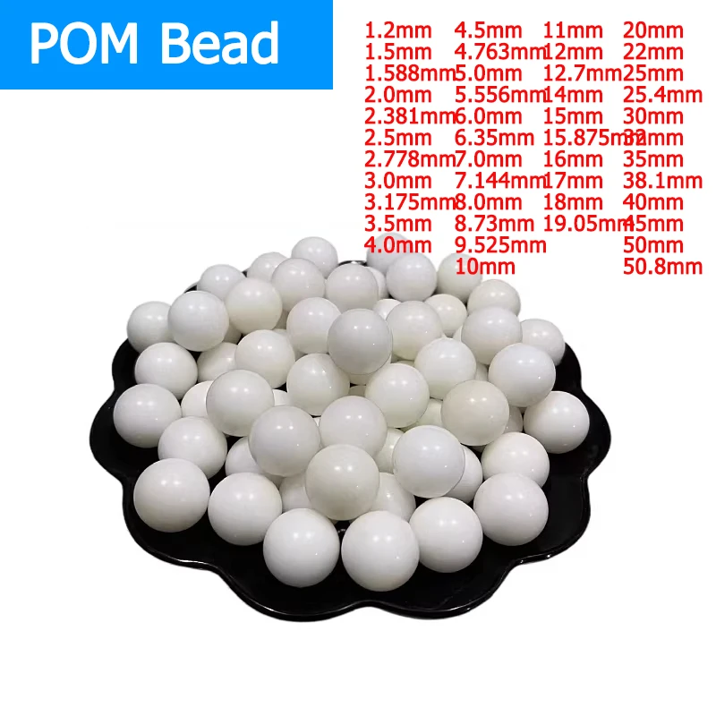 Solid Plastic Ball POM Bead High Hardity Wear-resistant POM Plastic Balls Dia 1mm-50.8mm for Bearings DIY Crafts