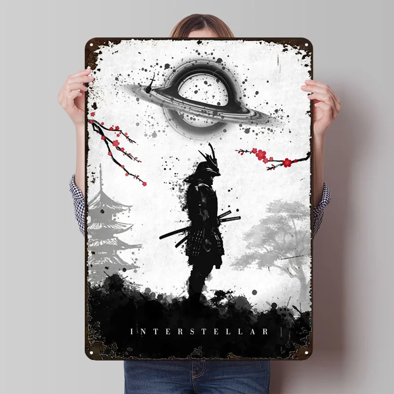 Samurai Interstellar Japanese Metal Poster Home Decorations Customizable Metal Tin Signs for Wall Art Decoration Art of Murals