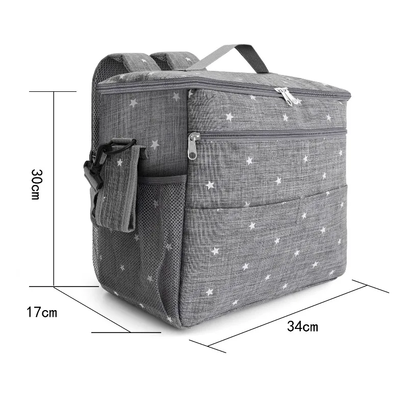 Große Baby-Kinderwagentasche mit Sternenmuster, Baby-Kinderwagen-Organizer mit Getränkehalter und Schultergurt, Multifunktionale Buggy-Mama-Tasche – Detail 1