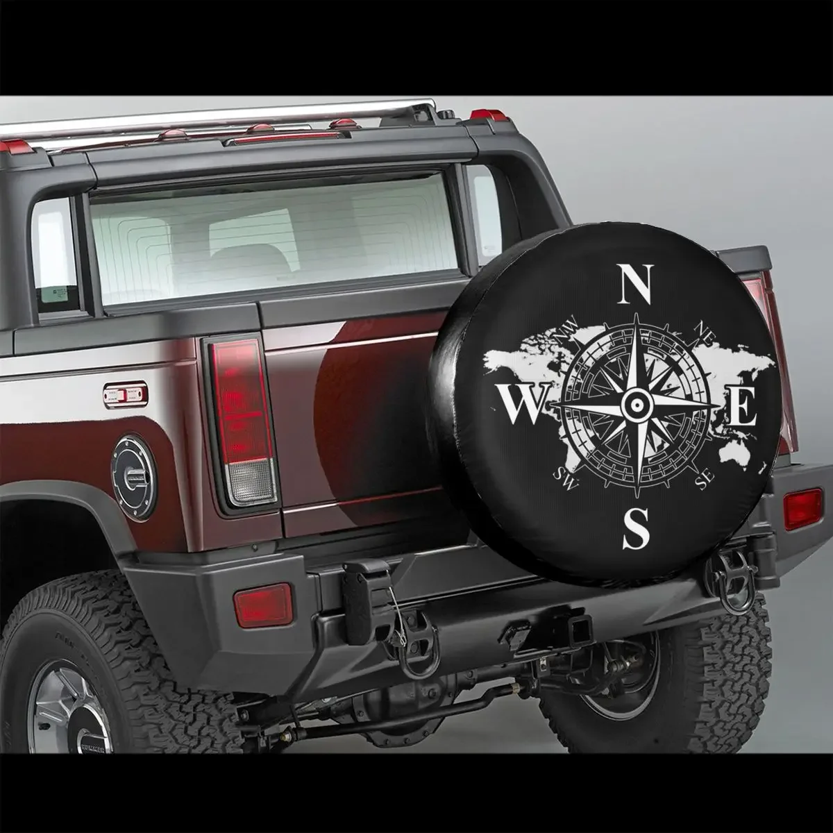 Compass With World Map Spare Wheel Tire Cover For Suzuki Mitsubish Cardinal Earth Points Vehicle Accessories 14