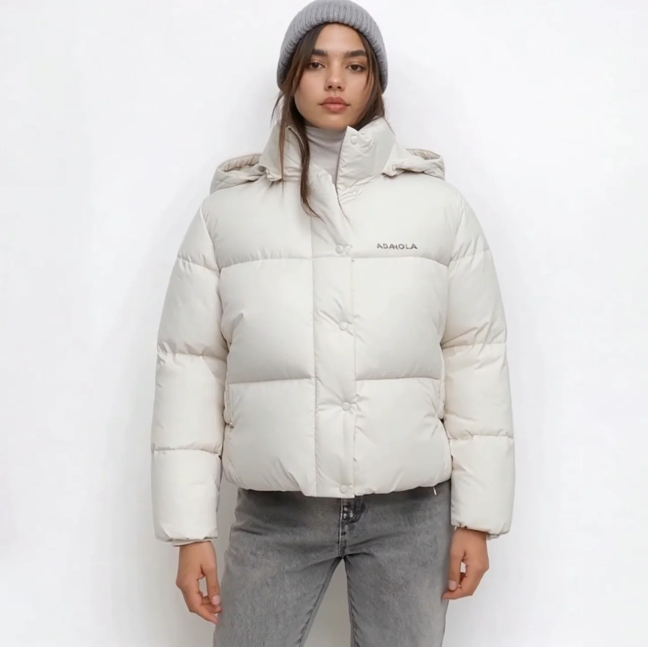 Fitn Sportswear ADANOLA ort Gewatteerde Jaet Dames Herfst Winter Katoen Brood Sle Jas Warmte Afneembare Cap Ritssluiting