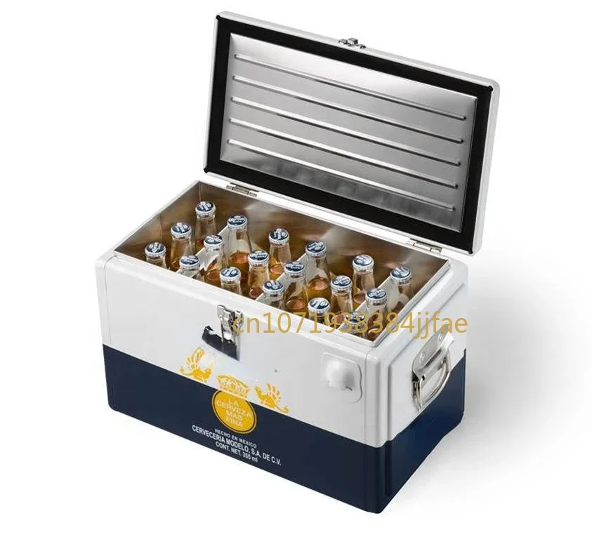 Caja enfriadora de 20 litros y bolsa de acero, caja de metal para hielo, enfriador de vino enrollable