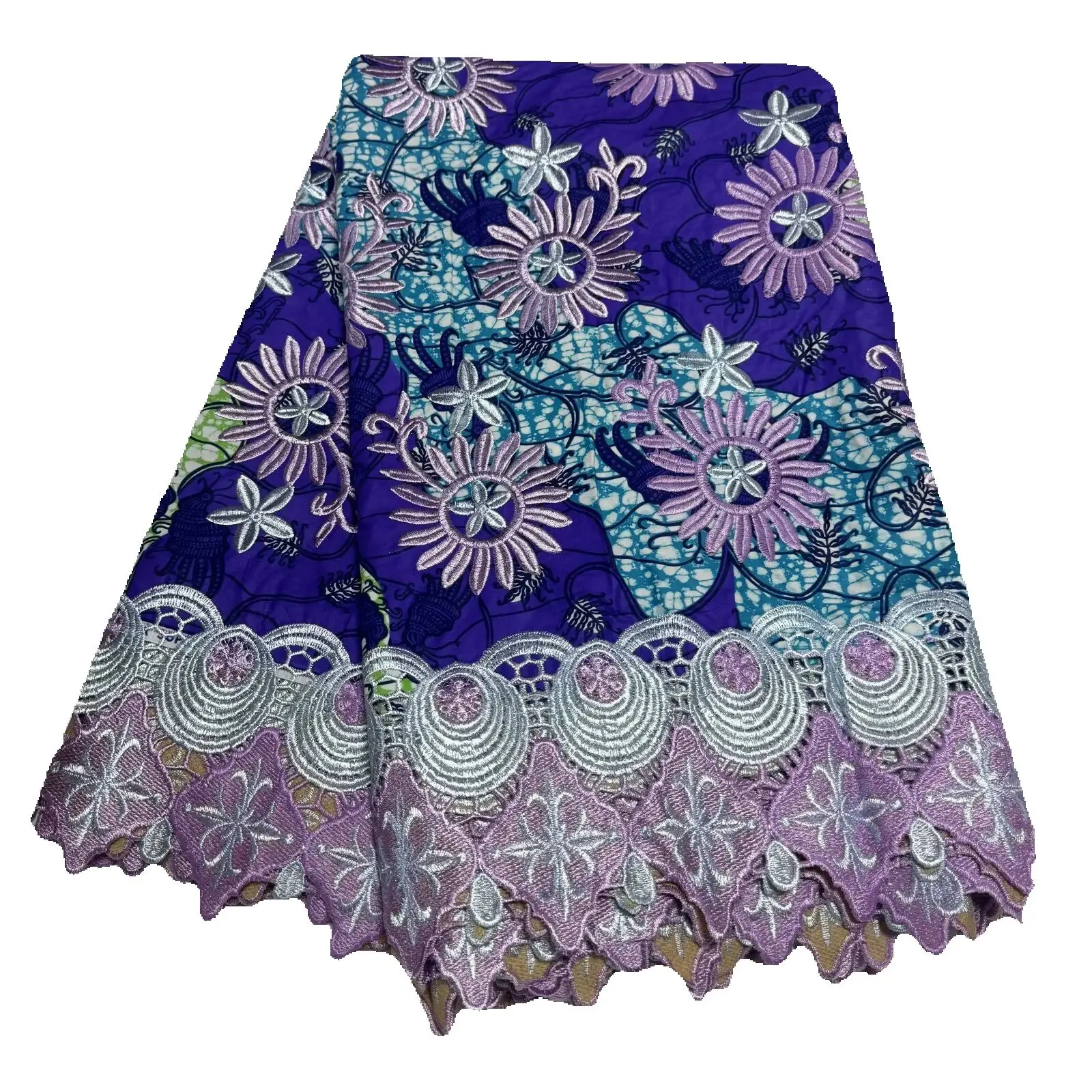 

African Wax Lace Fabric 2025 High Quality Guipure Embroidery Wax French Lace For Women Dress 6 Yards