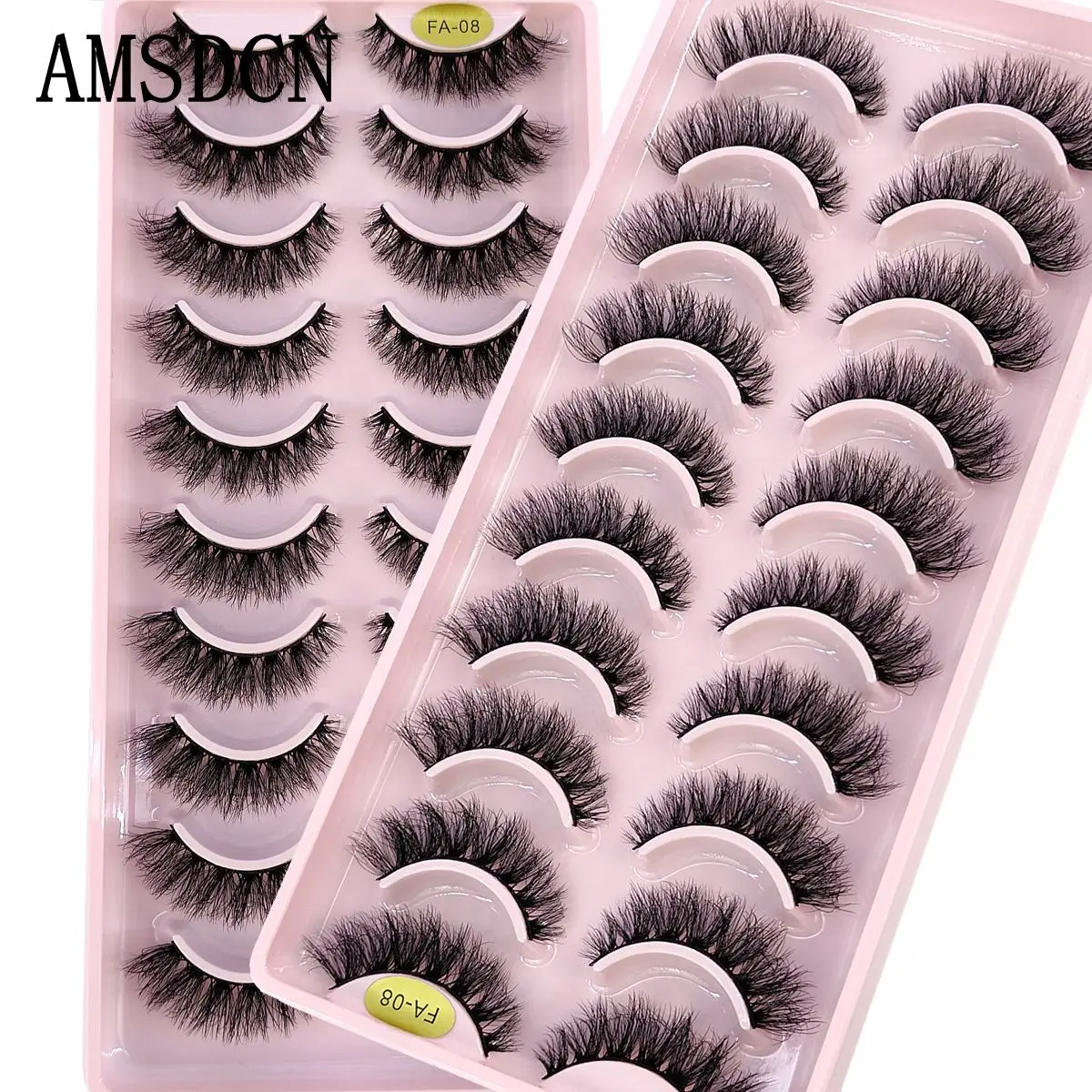 HBZGTLAD Cat Eye Eyelashes 3D Natural False Lashes D Curl Fluffy Soft Cross 10Pairs Manga Lashes Wispy Natural Eyelash Extension