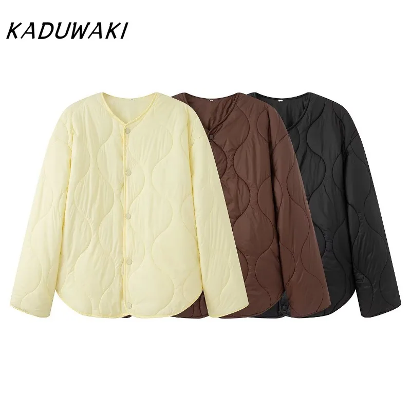 

KADUWAKI American Vintage Women's O Neck Cotton-padded Jacket Spring/autumn/winter Casual Women's Wear Harajuku Parkas Clothing