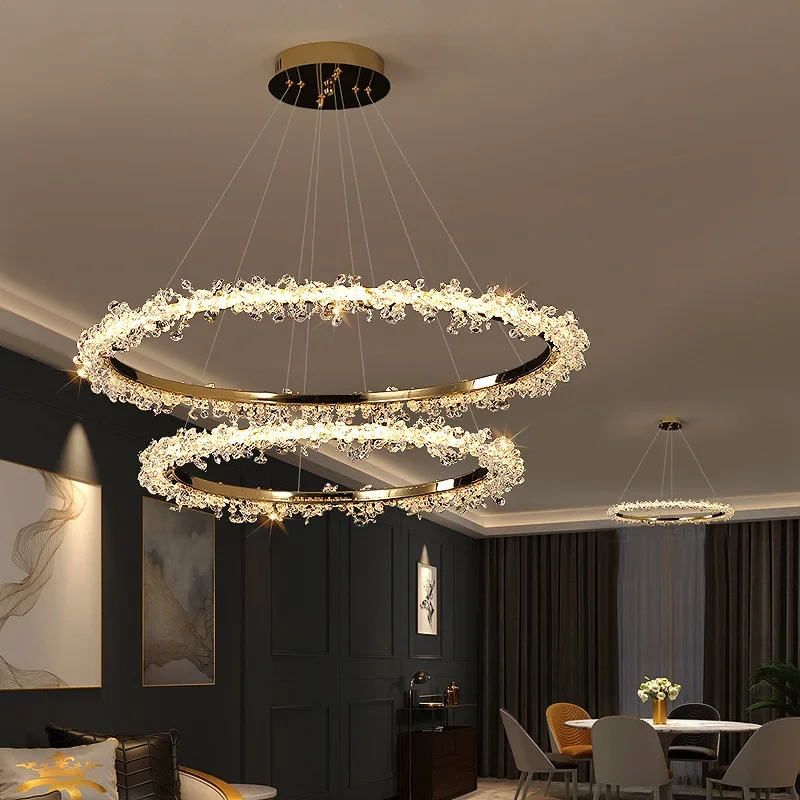 Modern Gold Ring Combination LED Crystal Chandelier Lighting - Home Decorative Crystal Lamp Lustre