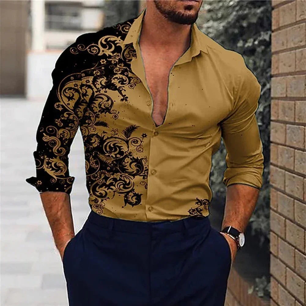 Highly Comfortable Men's Baroque Long Sleeve Muscle Fitness Shirt Button Down Party Silky Dress a Must Have for Every Wardrobe