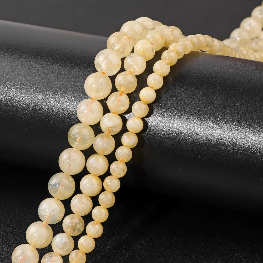 

High Quality Natural Citrines Stone Bead Smooth Round Loose Spacer Beads For Jewelry Making Bracelets Necklace Handmade 6/8/10mm