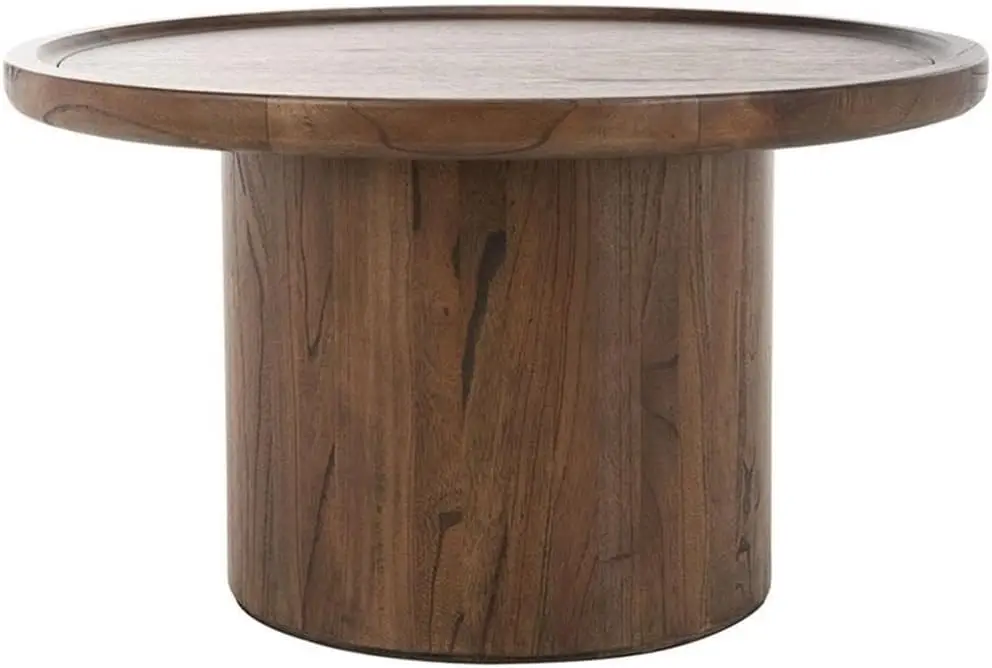 Home Devin Dark Oak Pedestal Round Coffee Table