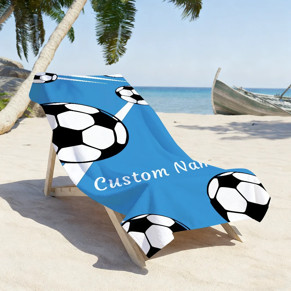 Custom Printed Beach Below Towel Personalized Design Football Your Name  Quick Dry Bath For Swimming Travel Gym For Kids Adult