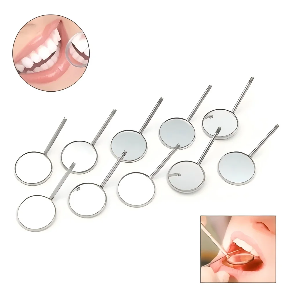 12Pcs/Box Stainless Steel Dental Mouth Mirror Anti-fog Rhodium Coated Intraoral Reflector Reusable Size #4 and #5 Oral Care Tool