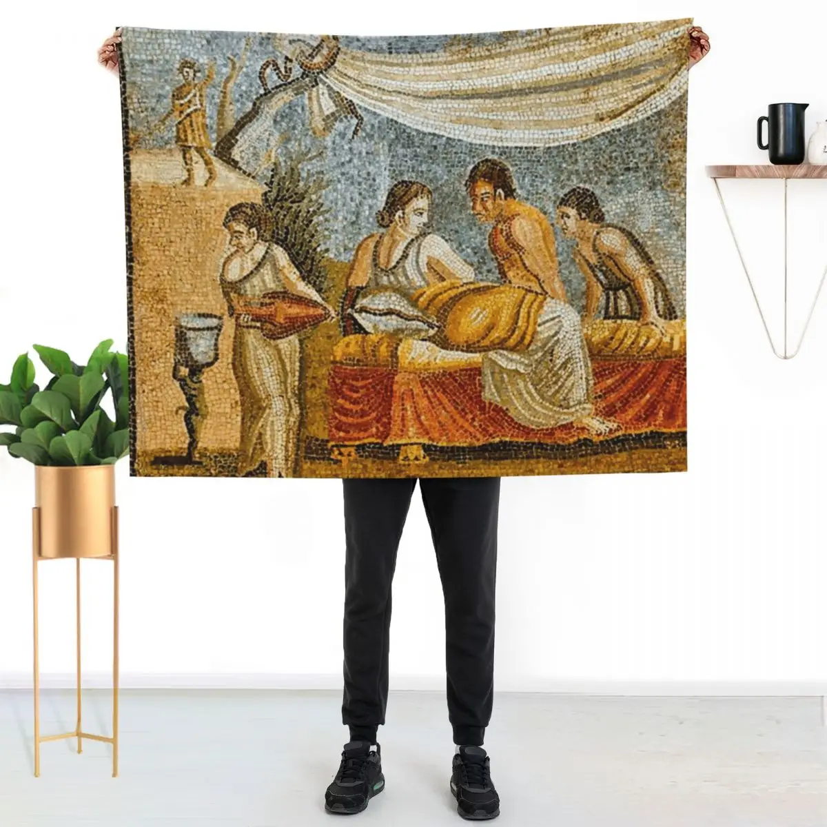 Roman Empire Mosaic Throw Blanket christmas gifts Plush Sofa Camping Sofas Soft Big Blankets