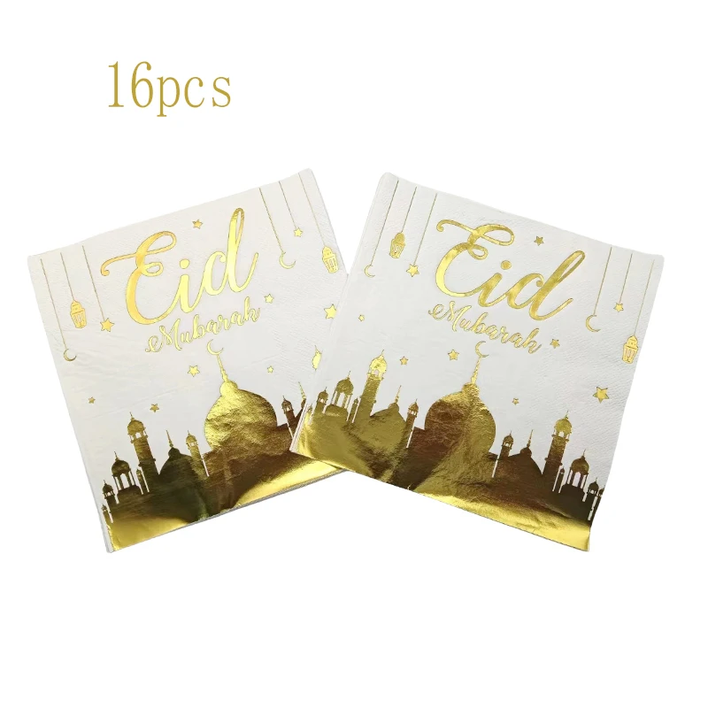 Eid Mubarak Thema Hot Stamping Wegwerp Papieren Servies Set Ramadan Kareem Happy Islamic Moslim Eid Al Adha Party Decor