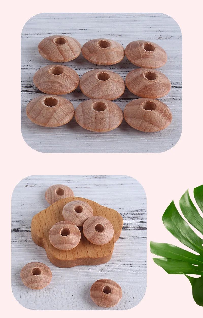 Perles de Dentition Plates en Bois pour Bébé, 13x5mm, Accessoires d'Allaitement Sûr, Sans ChFukbpa, 100 Pièces/Lot