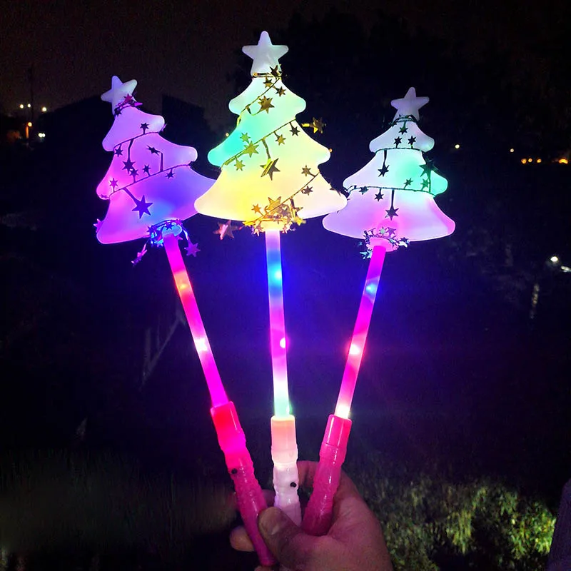 새로운 어린이 골드 와이어 크리스마스 트리 조명 마술 지팡이 LED 플래시 파티 소품 휴일 크리스마스 장난감 크리 에이 티브 빛나는 장난감