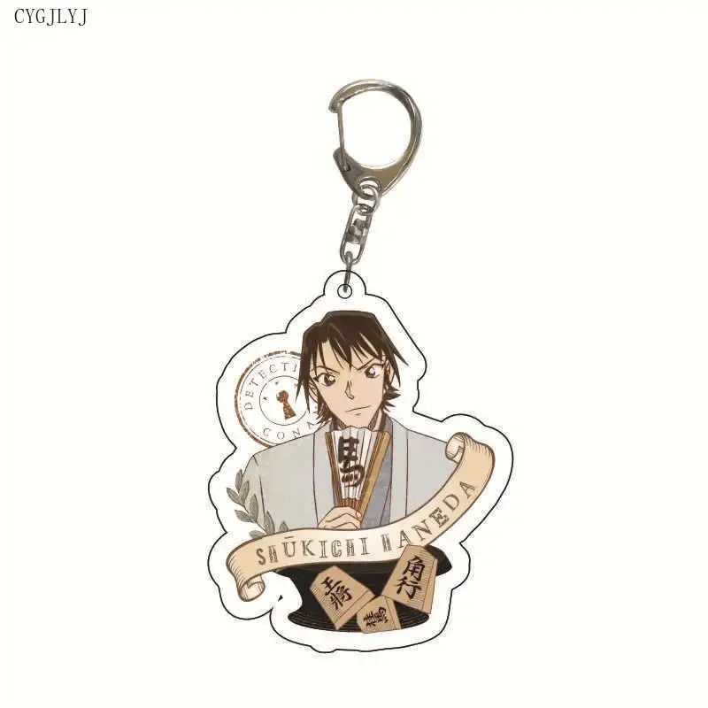 Nieuwe Cartoon Detective Conan Sleutelhanger Conan Edogawa Haibara Ai Mouri Runde Cosplay Figuren Acryl Sleutelhanger Voor Dames Heren Sieraden