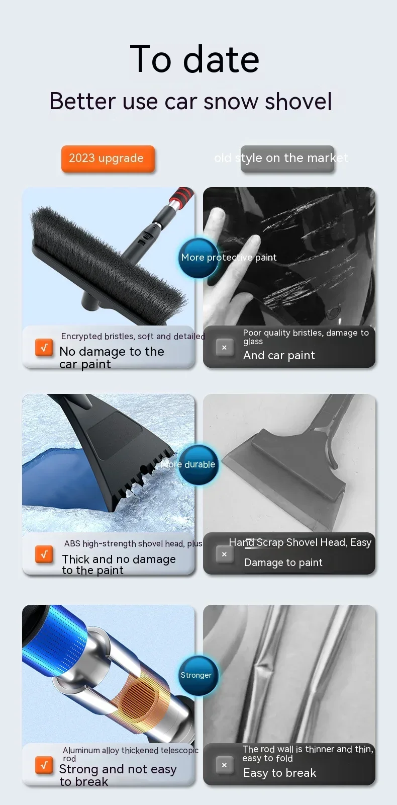 Ausziehbare Auto Schnee Schaufel Eis Schaber Winter Auto Windschutzscheibe Reiniger Pinsel Abnehmbare Besen Schnee Entfernung Werkzeug Zubehör – Detail 12