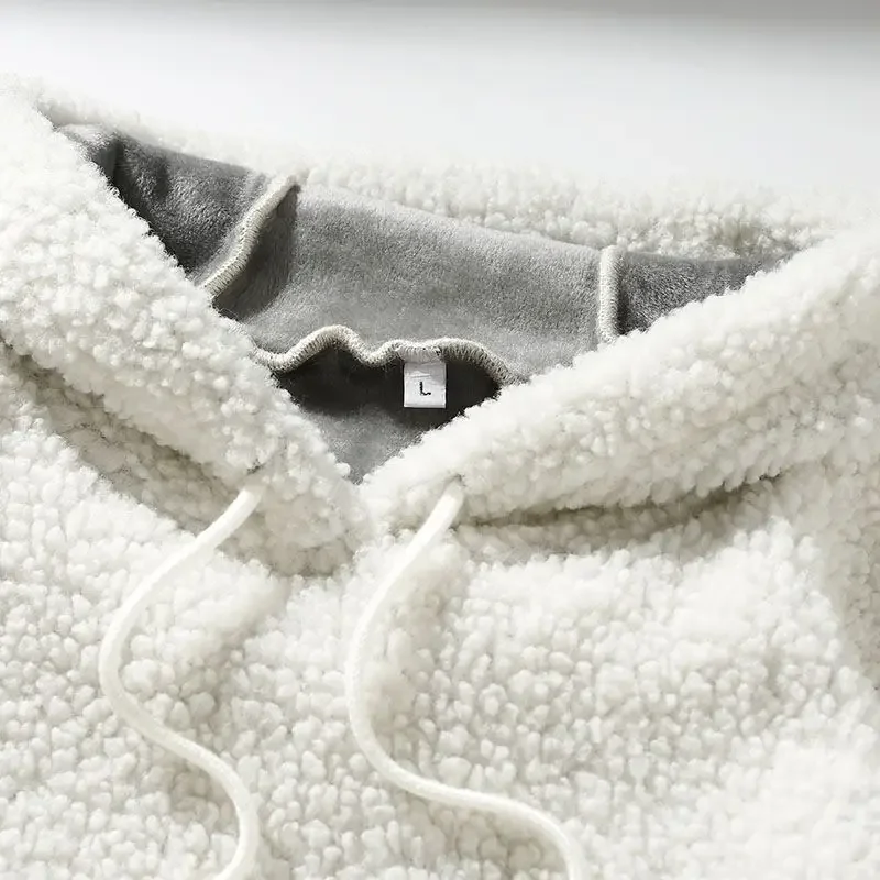 دافئ امبسوول هوديي الرجال صوف مبطن ملابس رياضية الكورية البلوز سميكة الحرارية يندبروف المرقعة تنوعا البلوز #5