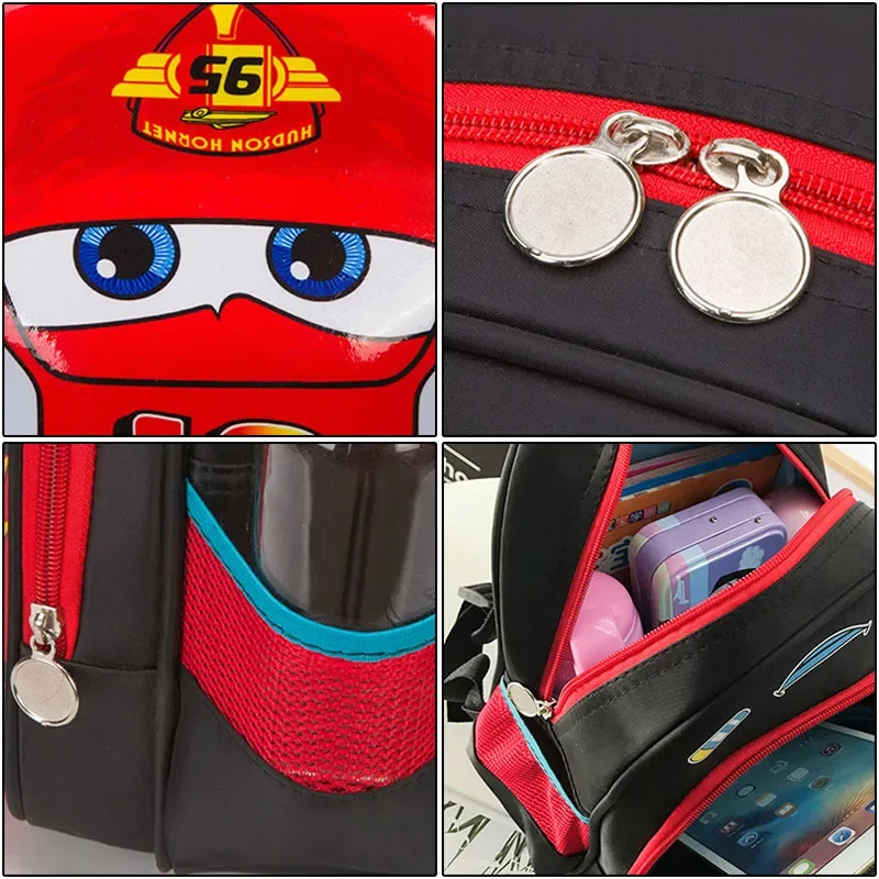 Disney Cars 2 Lightning McQueen กระเป๋าเป้สะพายหลัง 3D การ์ตูนอะนิเมะกระเป๋านักเรียนเด็กกระเป๋าเป้สะพายหลังของขวัญวันเกิดสําหรับเด็ก