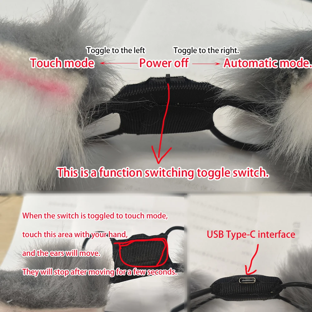 Super Cute Electric Ears: Discover Automatic and Touch - Responsive Petting Modes cosplay Cat Fox Ear Detachable, Replaceable,