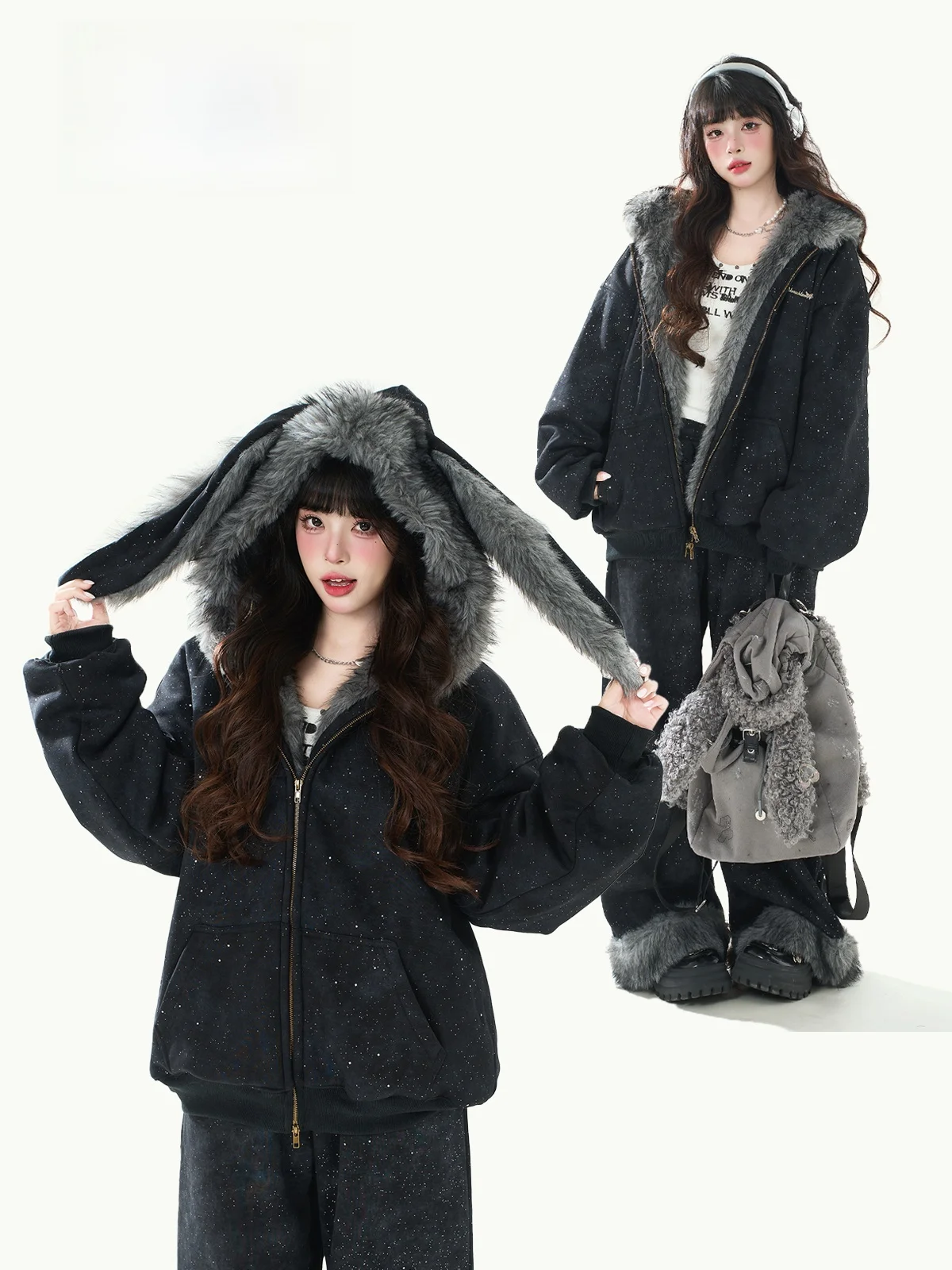 

Зимний утепленный комплект ENJOG: хлопковая куртка с капюшоном и повседневные брюки для девушек-подростков, теплый, модный, свободного кроя