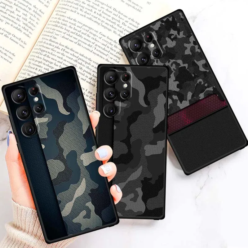 غطاء بتصميم نمط مموه لهاتف سامسونج جالاكسي S26 S25 S24 S23 S22 S21 S20 Ultra Plus FE 5G أسود ناعم من مادة البولي يوريثان #1