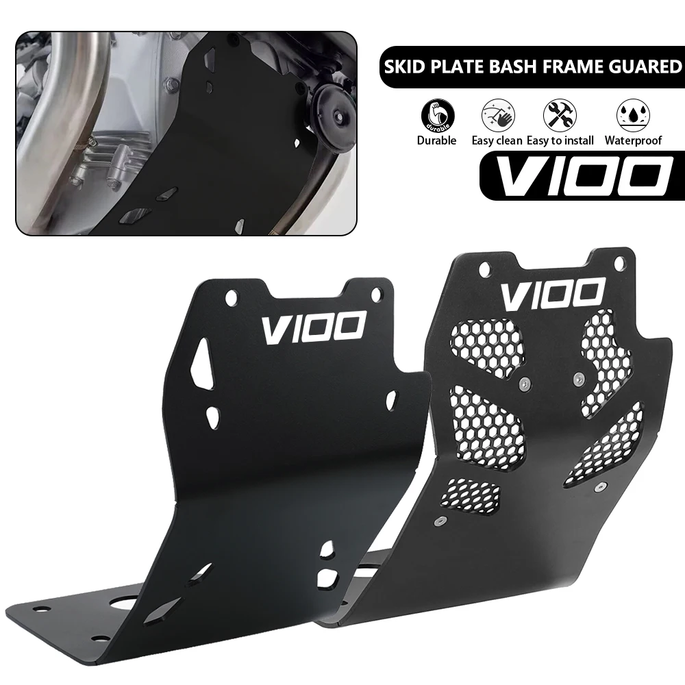 2023 2024 Motorcycle Parts Skid Plate Bash Frame Guard Protection Cover Under Engine For Moto Guzzi V100 V 100 Mandello S 2022