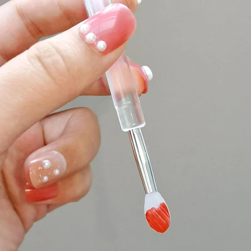 3Pcs Soft Silicone Head Eyeshadow Lip Applicator Brush Makeup Brushes with Crystal Handle with Lid Cosmetic Beauty Makeup Tools