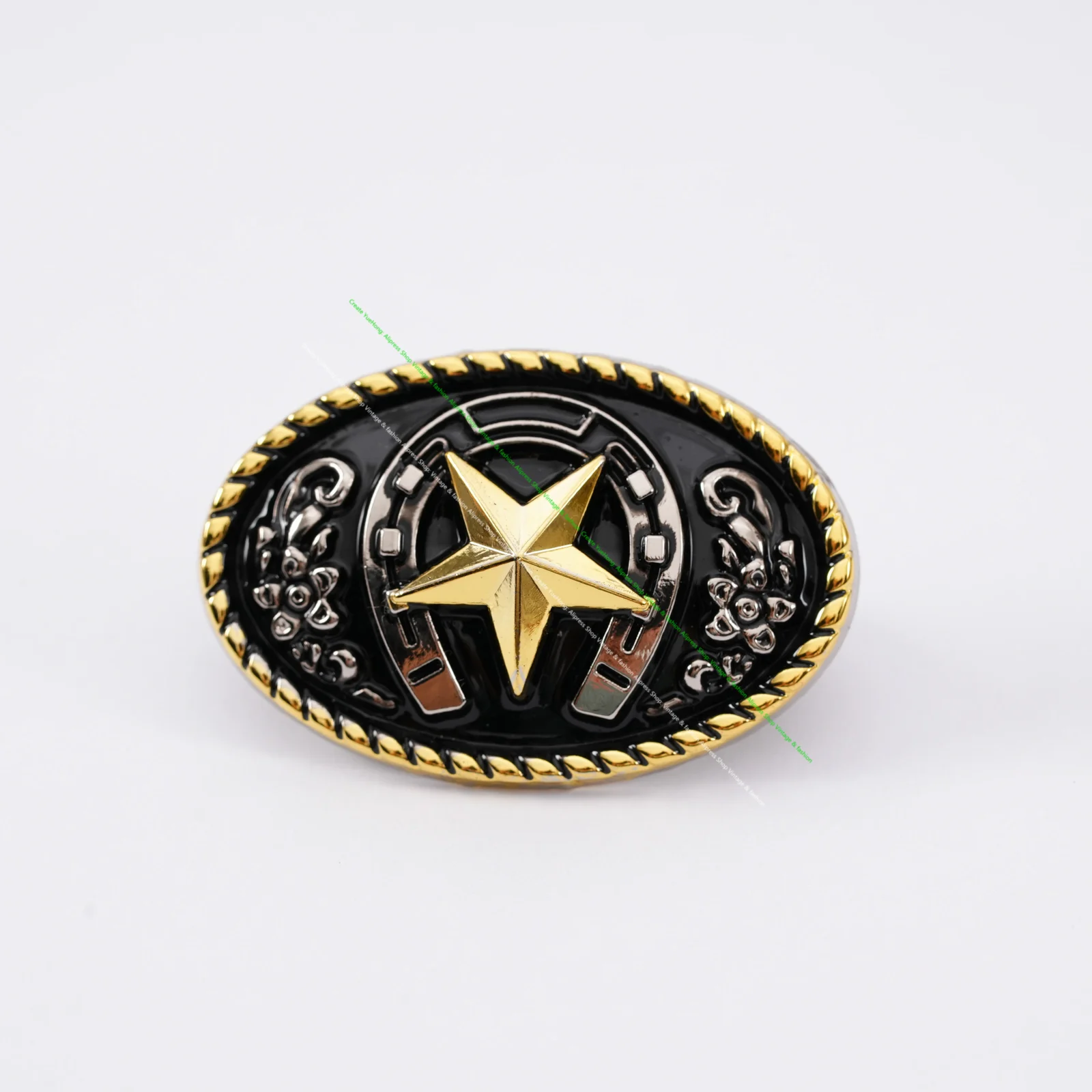 5PCS 45*30mm Western Texas Gold Silver COWBOY COWGIRL Horseshoes Ranger Star Saddles Bridle Decor CONCHOS