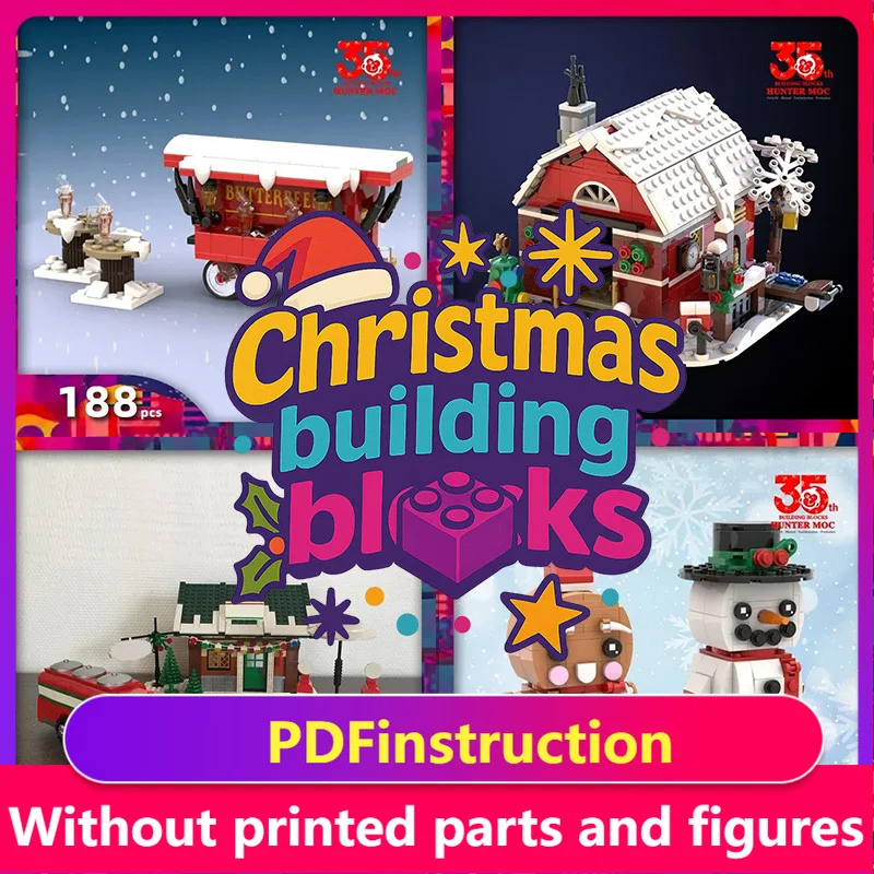 

Строительные блоки «сделай сам» Xmas Village 2025 — полный набор с поездом, сани и оленями, рождественские подарки для взрослых