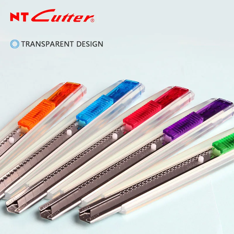 NT Cutter iA-300RP Utility Knife 9mm Art Knife Transparent Stainless Steel Knives Paper Cutting Craft Tools Spare Blade BA-170