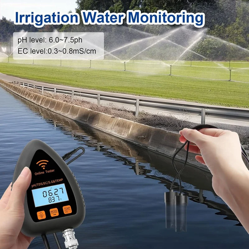Monitor Wifi PH Meteran PH Hidroponik 5 Dalam 1 Penguji Nutrisi Hidroponik dengan Pencatatan Data Colokan AS