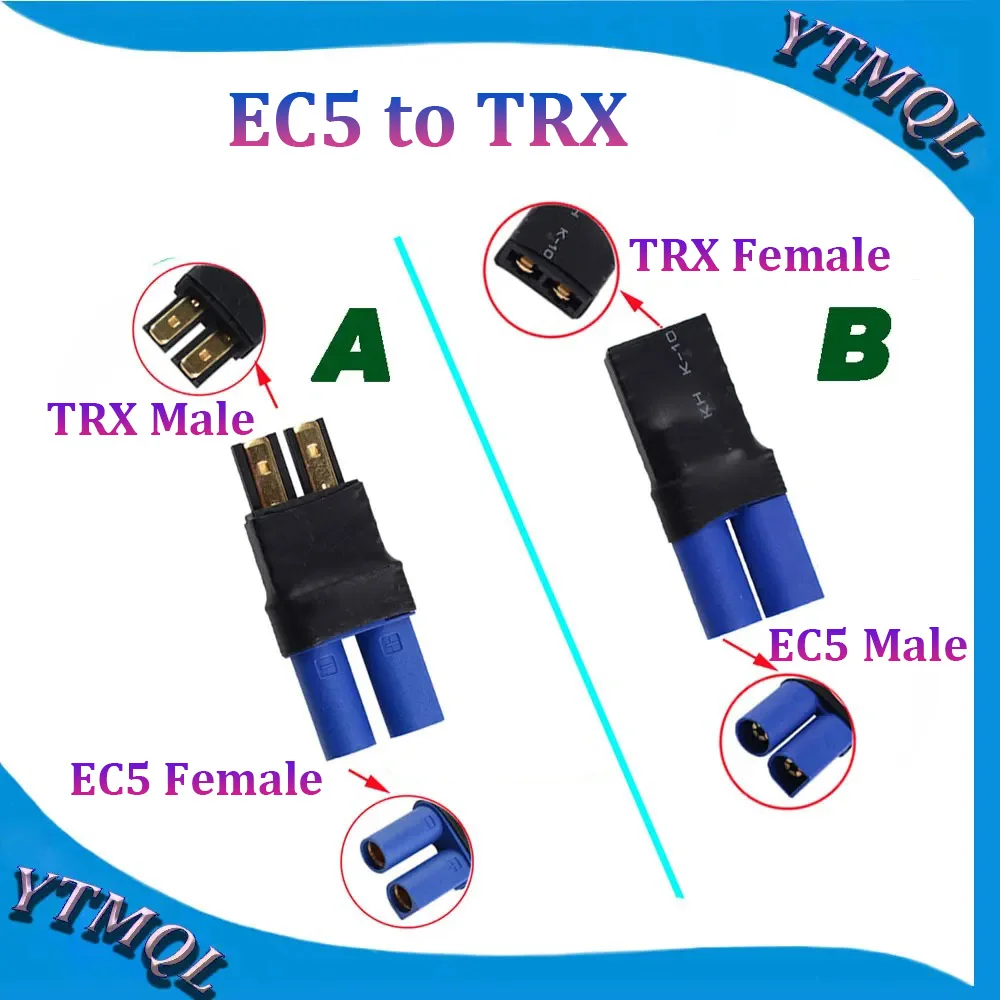 2-10Pcs EC5 to TRX Female Male Connectors Banana Plug RC Lipo Battery Control Parts DIY Adapter