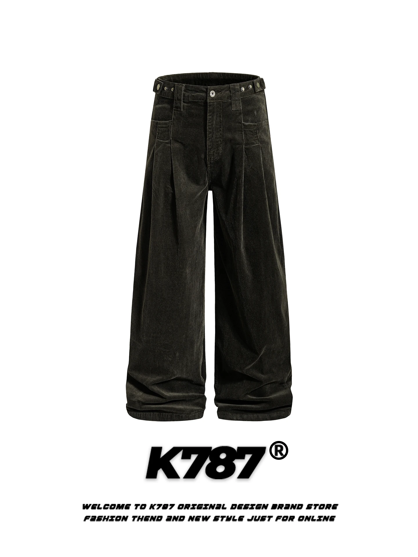 

Брюки K787 в американском ретро-стиле из вельвета, повседневные, с высокой талией, прямые, свободного кроя, уличные, стройнящие, широкие, длинные