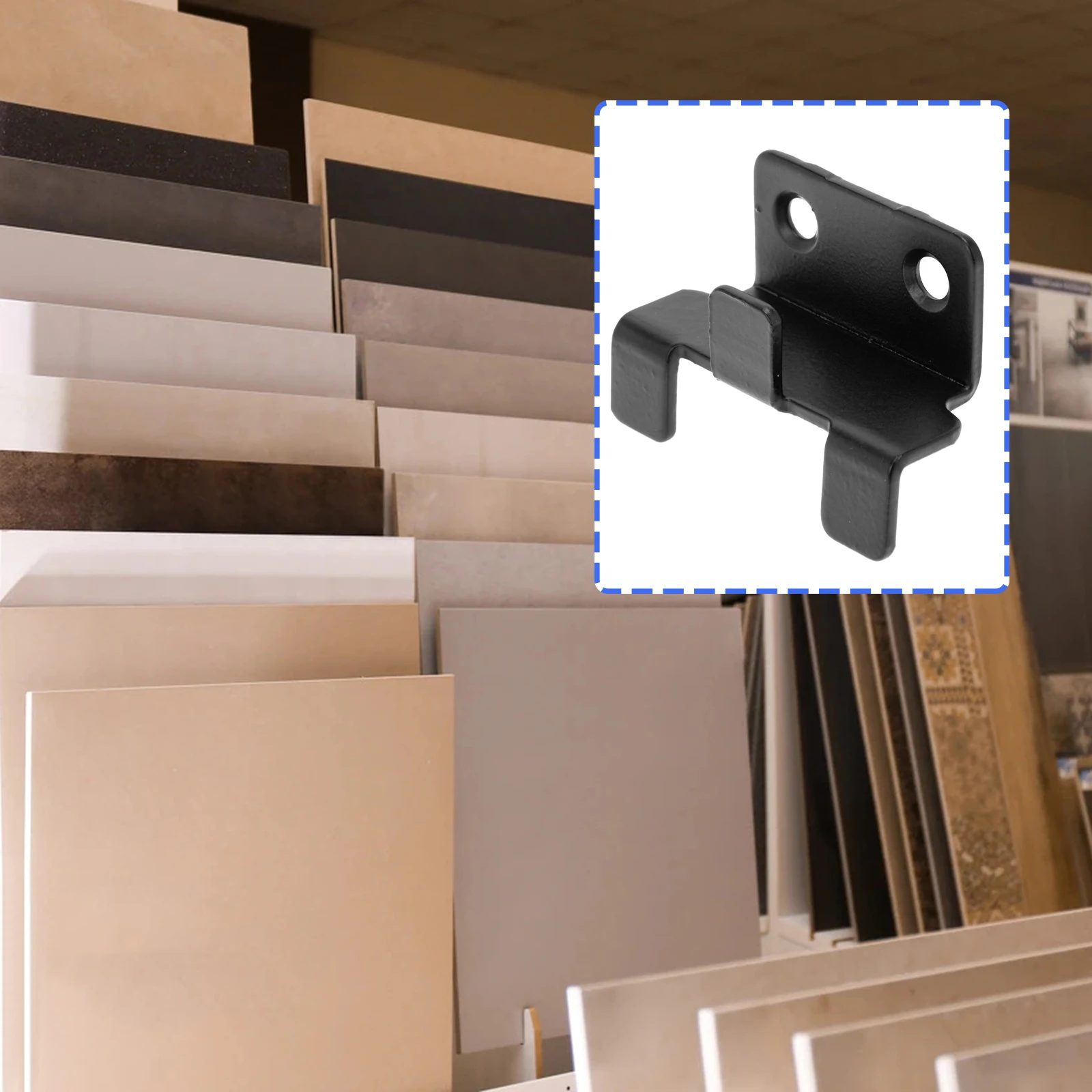 

8pcs Tile Hangers Iron Ceramic Tile Hooks Heavy Duty Brackets Wall Display Black Sturdy Hook Marble Tiles Easy Installation