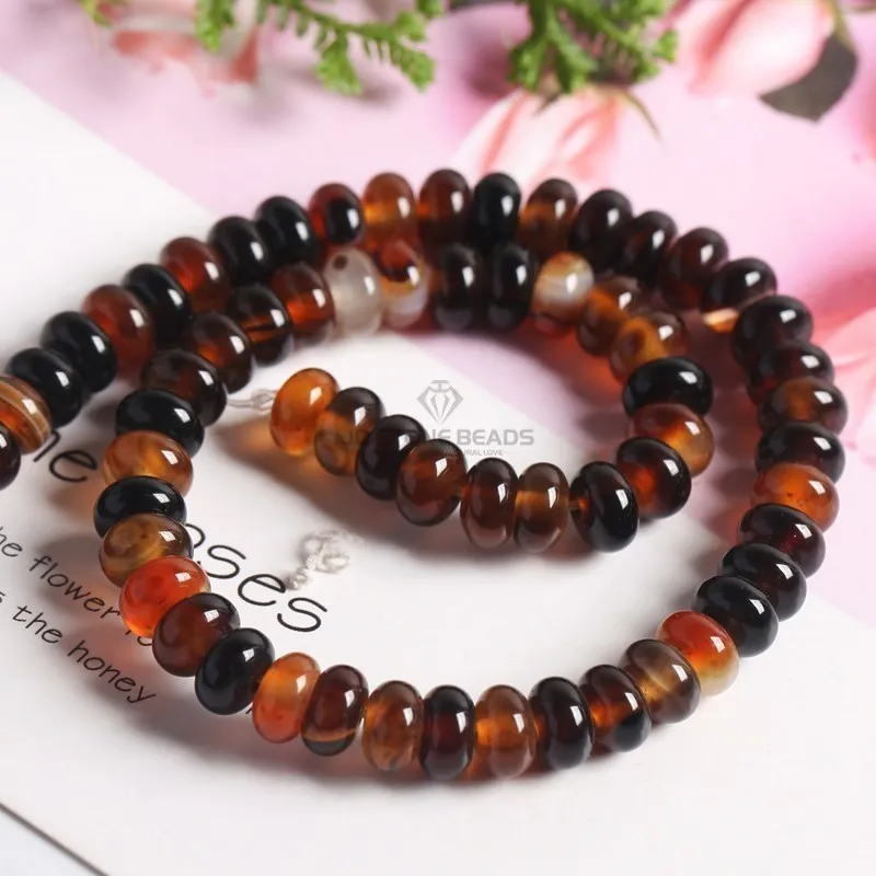 8x5mm Natural Stone Yellow Tiger Eye Pink Quartz Flat Abacus Bead Loose Spacer For Jewelry Making Diy Necklace Bracelet