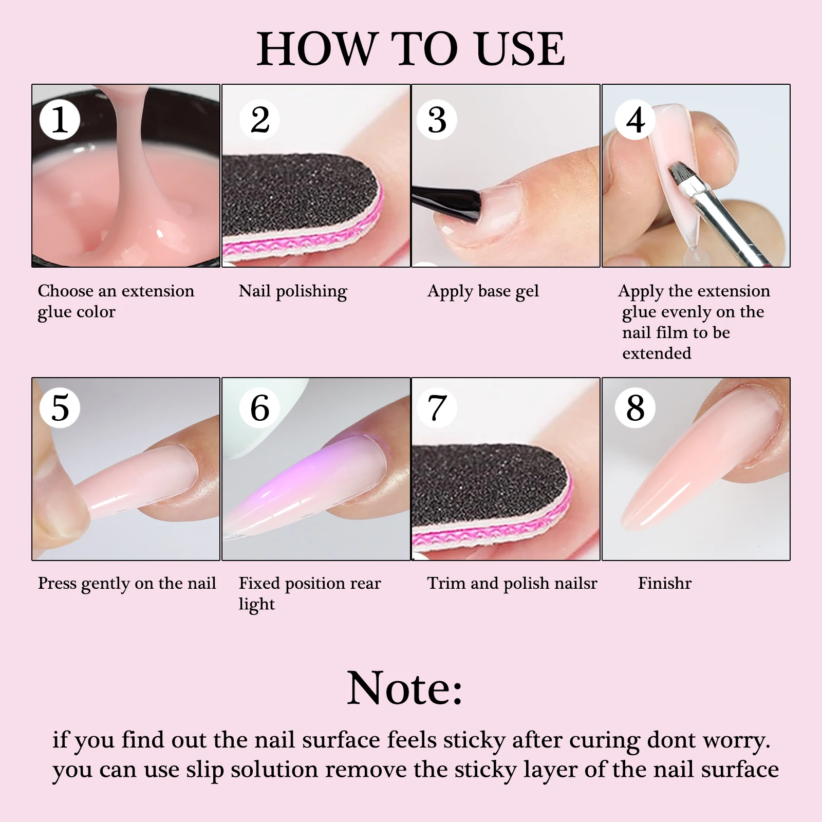 150g เจลต่อเล็บเจลลี่สีขาวสีชมพูเล็บอะคริลิค UV LED เจลกึ่งถาวรเคลือบเงาเครื่องมือขยาย