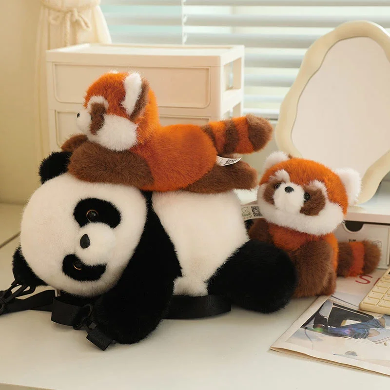 MyRytanda Panda Mochilas Bonitos Animais Dos Desenhos Animados Bolsas de Ombro Recheado Panda Vermelho Bolsas de Telefone Crianças Bolsas Escolares Presentes