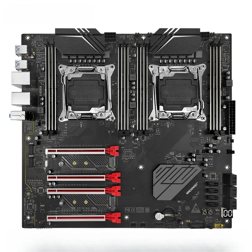 

X99 D8 MAX Dual CPU Motherboard LGA 2011-3 Support TPM2.0 Intel Xeon E5 V3/V4 CPU and DDR4 RAM 8-channel memory USB3.0