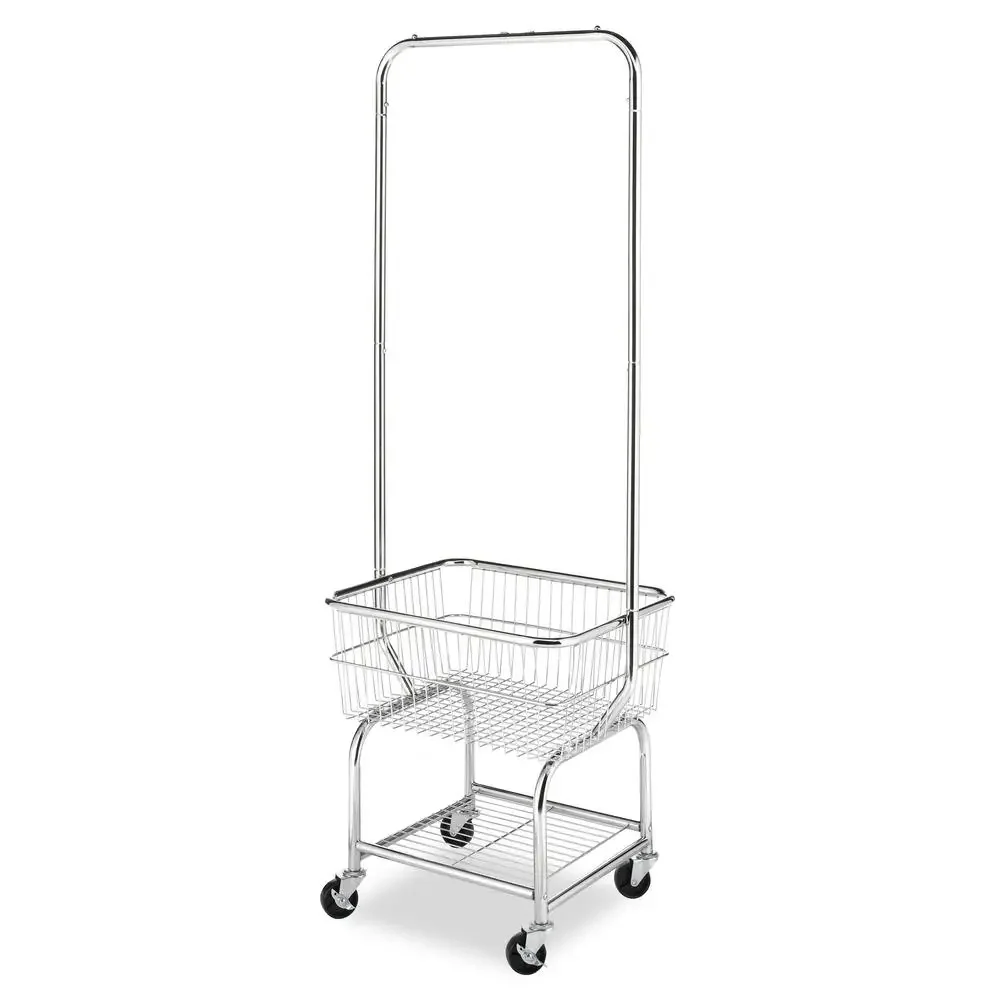 Commercial Rolling Laundry Butler with Storage Rack Chrome 20.75