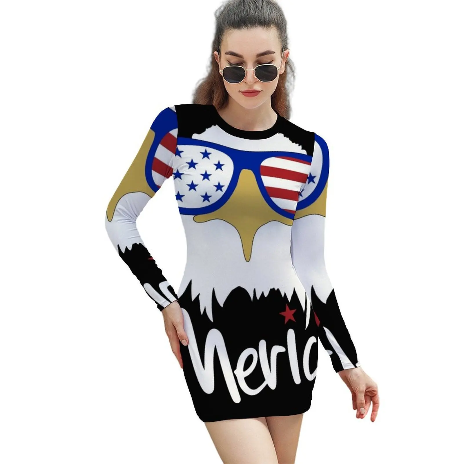 

4th of July Patriotic - 'Merica Apparel and Gifts Long-Sleeved Sheath Dress Dresses elegant and pretty women's dresses