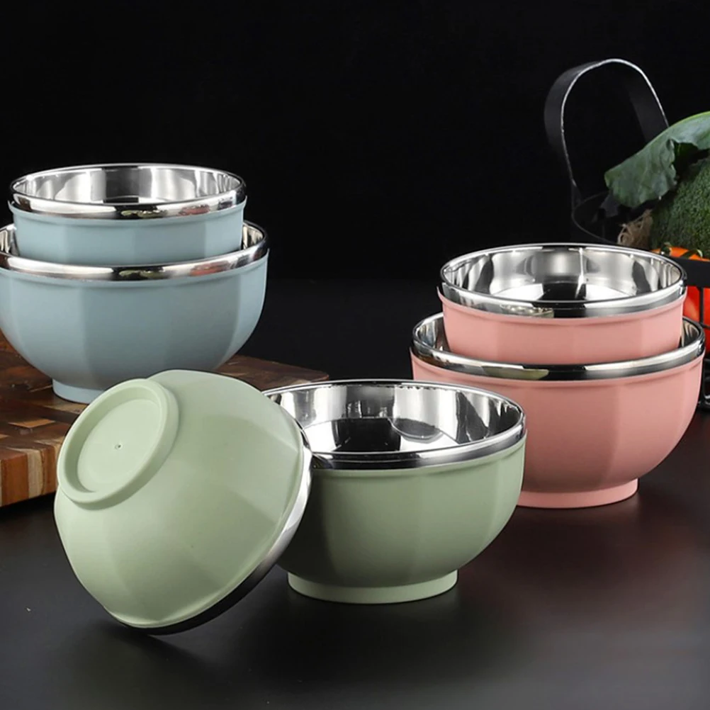 

Stainless Steel Rice Bowl Noodle Pasta Soup Food Serving Bowls Premium Design Suitable Family Gatherings Schools Hotels
