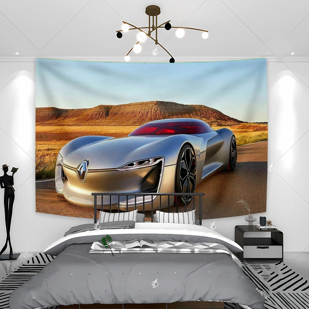 Flag Banners Tapestry Silver Racing Car Decor Aesthetic Art Mural Tapestries Decoration Home Decors Boho Bedroom Hanging