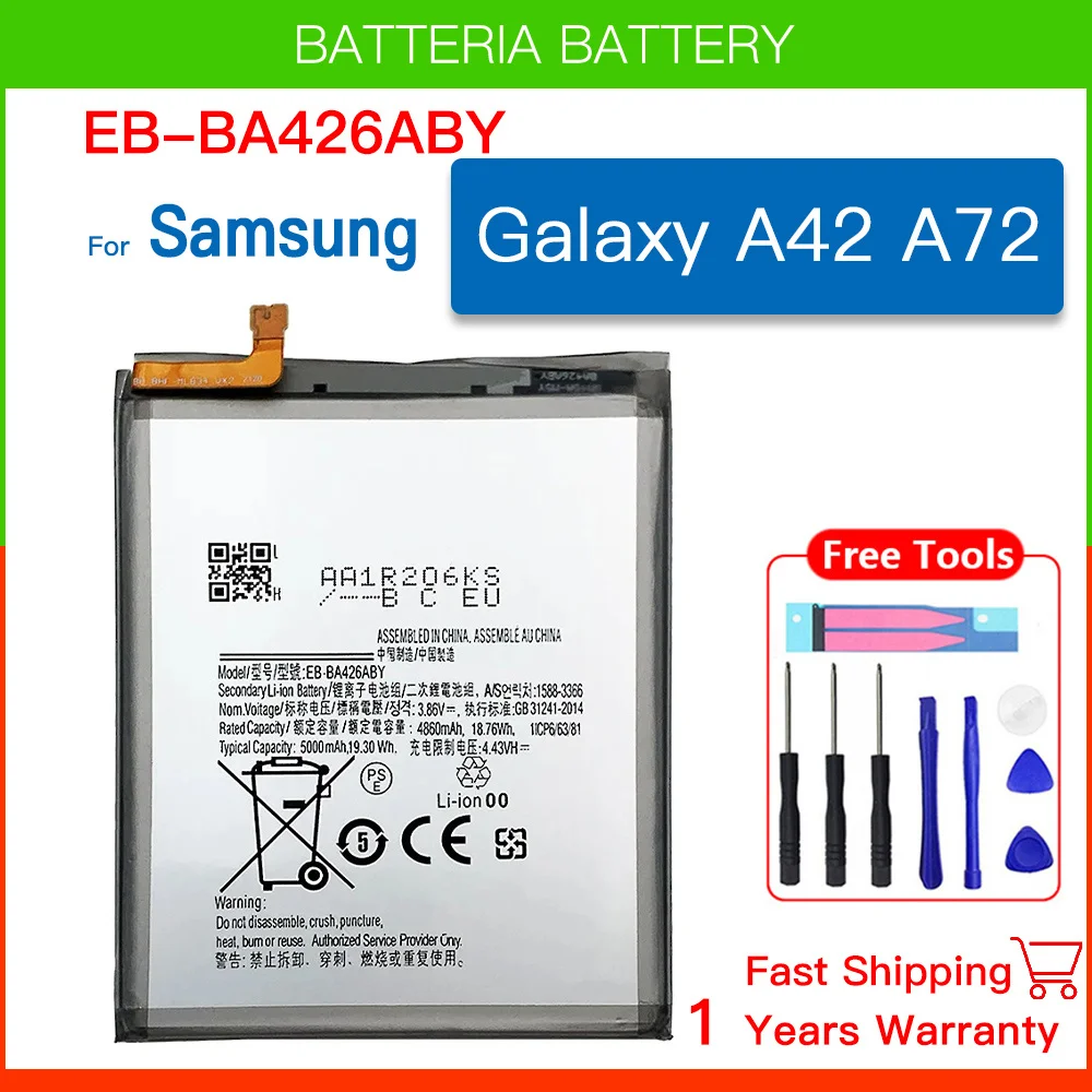 Brand New EB-BA426ABY 5000mAh High Quality Replacement Battery For Samsung Galaxy A42 A72 A32 5G Mobile Phone Batteria+Tools