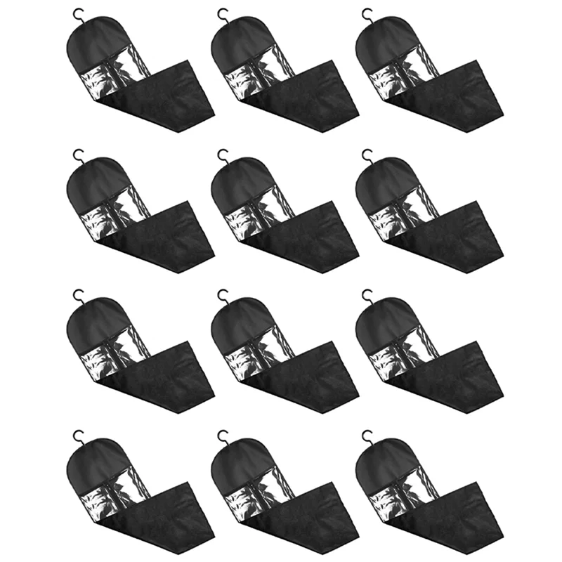 

ABNO-12PCS Удлиненная вешалка для париков и сумки для хранения, пылезащитный и водонепроницаемый держатель для наращивания волос, предназначенный для париков черный