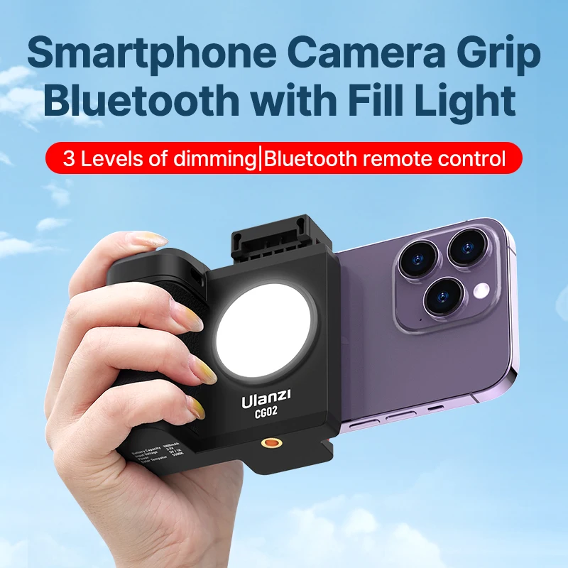 Imagem -02 - Smartphone Selfie Grip Handle sem Fio Bluetooth 5500k Fill Light Telefone Como Câmera Foto Estabilizador Ulanzi-cg02