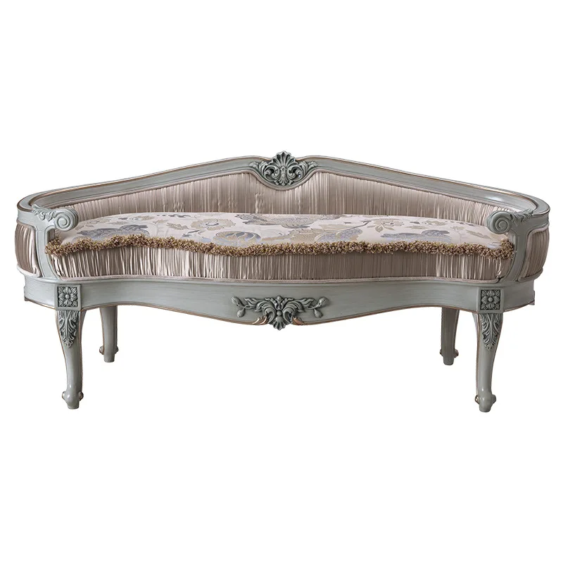 

Court French furniture European fabric bedside stool bed couch bedroom bedside sofa stool shoe stool complete furniture