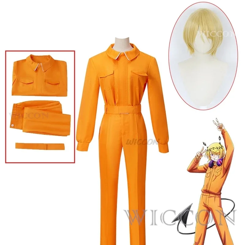 Anime Welcome To Demon-School cos Iruma-kun Shax Lied Costume Cosplay uniforme gialla Set completo uomo donna Halloween Carnival Suit