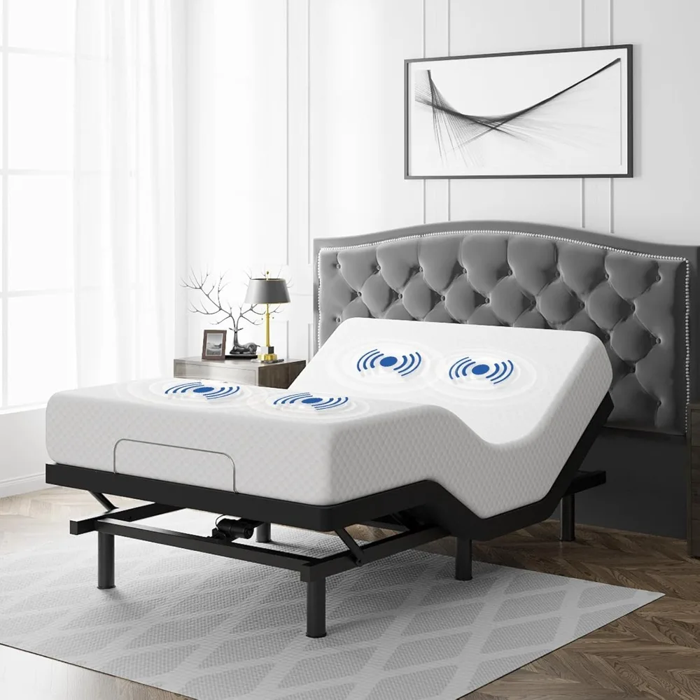 Adjustable Bed Frame Queen Size Remote & Massage - Electric Beds Bases w/Zero Clearance, Zero Gravity, Dual Side USB,Nightlight