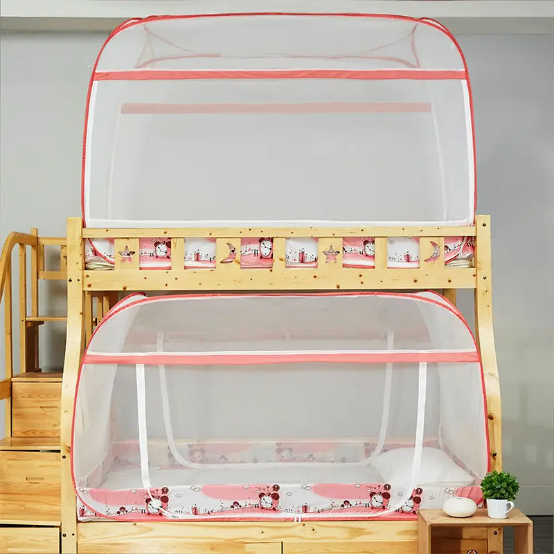 Installation-free Foldable Mosquito Net Student Dormitory Bunk Bed Mosquito Net Big Space Three-door Yurt Mosquito Net